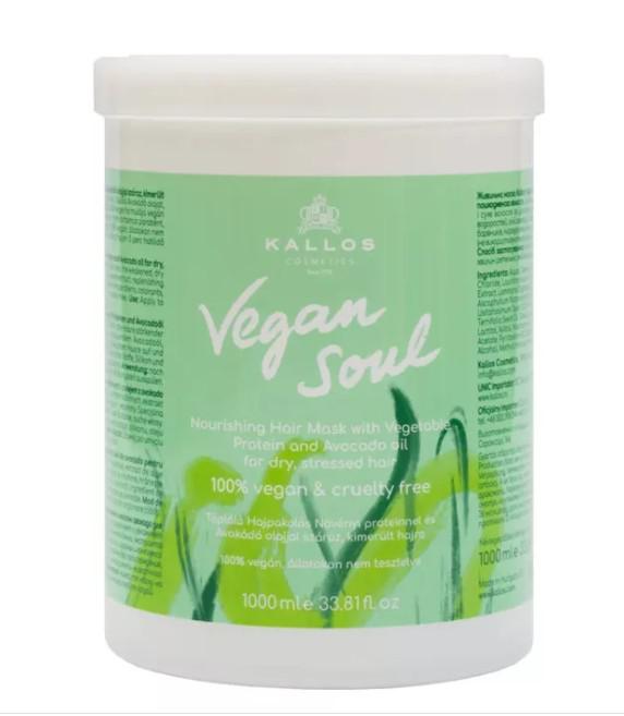 Kallos Vegan Soul Tápláló Hajpakolás Növényi Protein+Avokádó Olaj Száraz, Kimerült Hajra 1000ml (1KCLA1690)