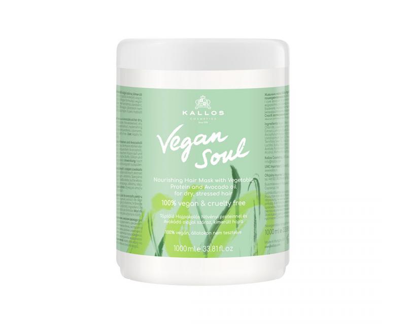 Kallos Vegan Soul Tápláló Hajpakolás Növényi Protein+Avokádó Olaj Száraz, Kimerült Hajra 1000ml