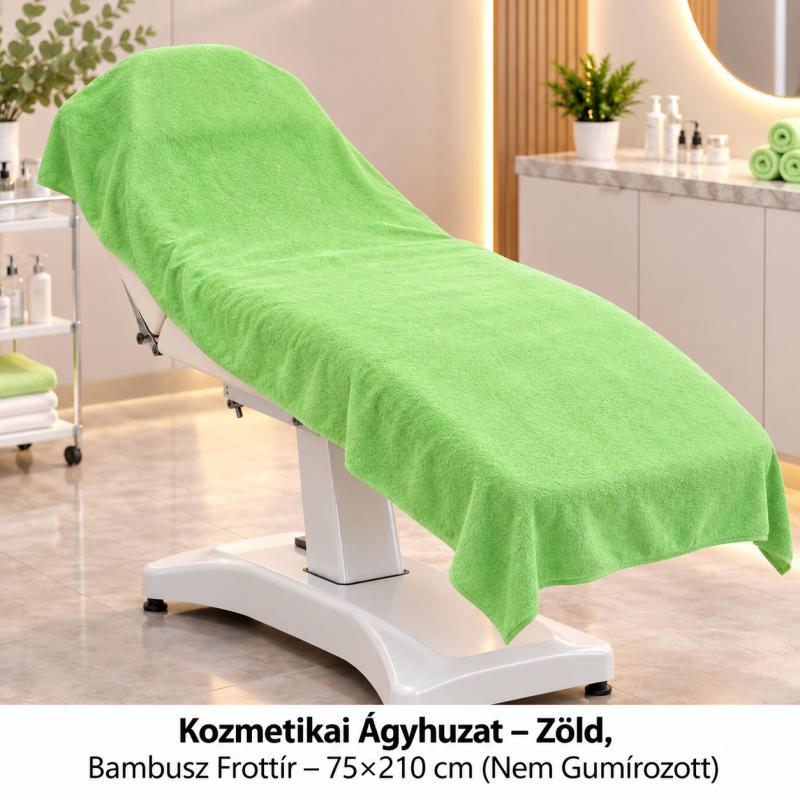 Kozmetikai Ágyhuzat – Zöld, Bambusz Frottír – 75×210 cm (Nem Gumírozott)
