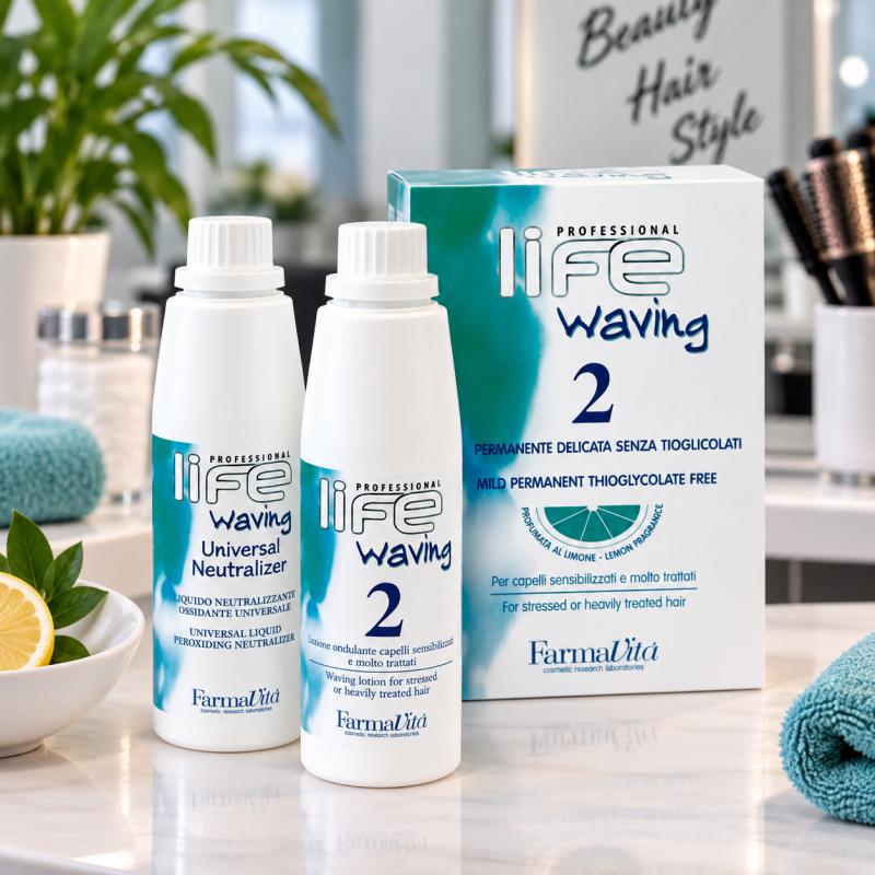 Life Waving Tioglikolsav-MENTES Dauerszett Festett, Melírozott Hajra Citrom illattal 2" – 2×110 ml