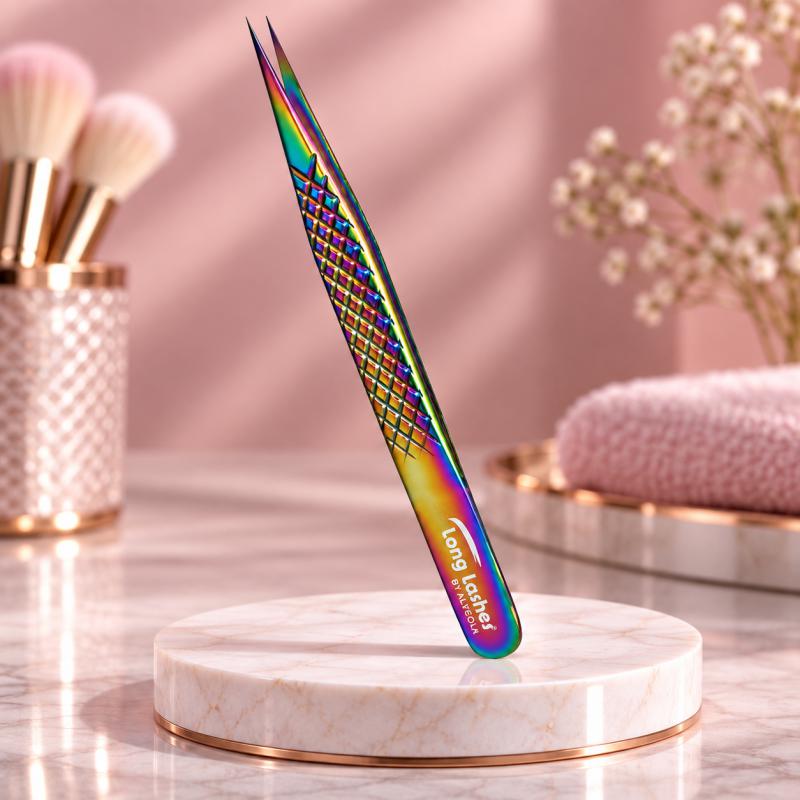 Long Lashes szempilla csipesz egyenes - multicolor, 12cm (LLA33015)