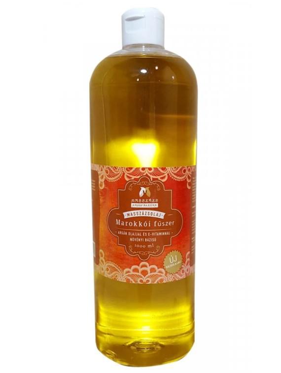 Marokkói Fűszer masszázsolaj 1000ml (Ricinusolaj + kukoricacsíra olaj + argánolaj + hidegensajtolt napraforgóolaj +,,E” vitamin) + adagoló pumpa