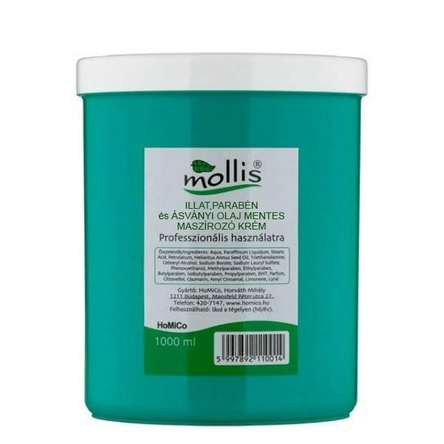 Mollis Masszázskrém – Növényi Alapú, Illat- és Parabénmentes 1000ml (2MOL1009)
