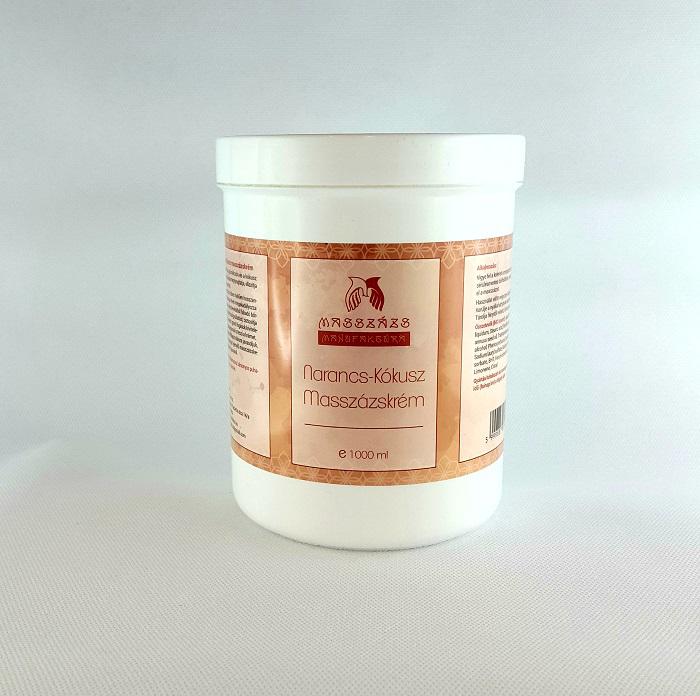 Narancs–Kókusz illatú Masszázs Alapkrém (Paraffin bázisú)1000ml