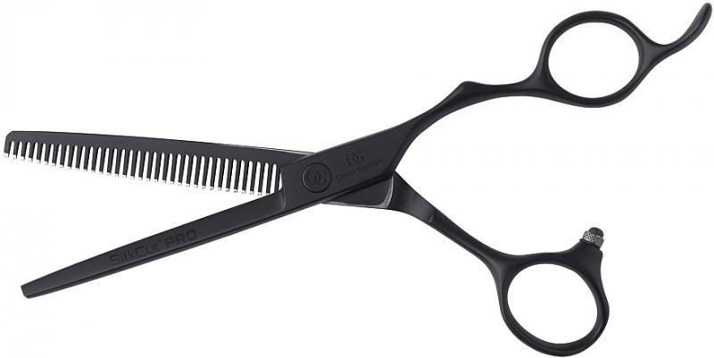 Olivia Garden SilkCut PRO Matt Black Professzionális Ritkító Olló (6.35" - 35 fog)