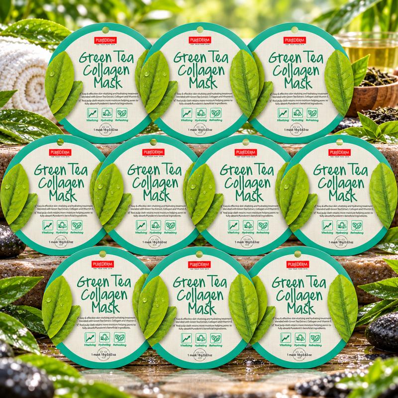 PureDerm Green Tea Fátyolmaszk Circle – 10 db