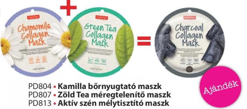 PureDerm Kamilla maszk circle + Green Tea maszk circle / Ajándék Aktív szén maszk circle
