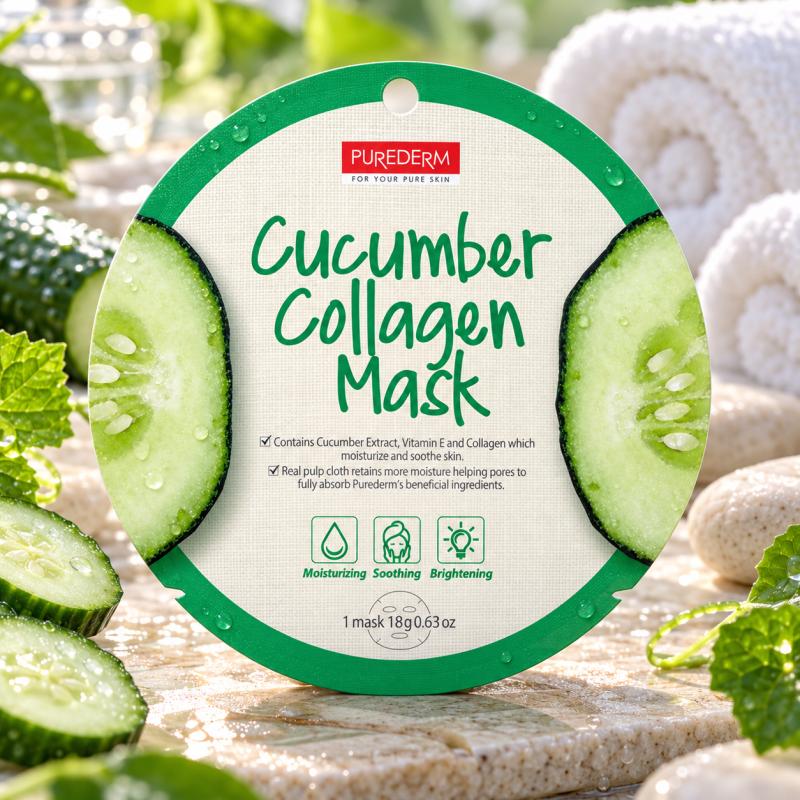 PureDerm Uborka Fátyolmaszk Circle – 1 db