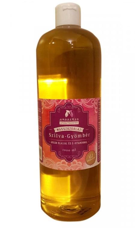 Szilva–Gyömbér masszázsolaj 1000ml (Ricinusolaj + kukoricacsíra olaj + argánolaj + hidegensajtolt napraforgóolaj +,,E” vitamin) + adagoló pumpa
