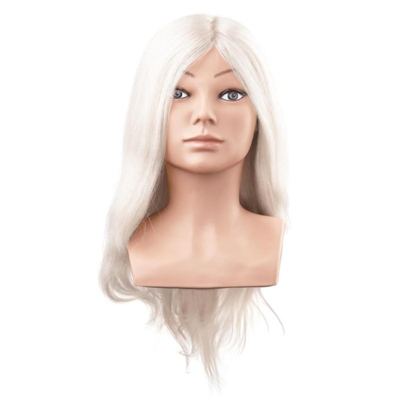 Teri babafej természetes hajjal, 40 cm, platina szőke (1216G)
