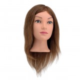 Bella babafej természetes hajjal, 35 cm, középbarna (1142)