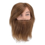 Daniel férfi babafej természetes hajjal és szakállal, 20 cm, középbarna (1122)
