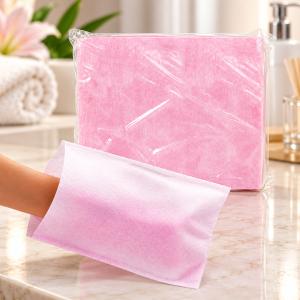 Egyszer Használatos Tisztító és Peeling Kendő – Rózsaszín, 20 × 25 cm, 50 db