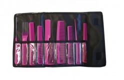 Eurostil fésűszett tartóval 9 db-os / Pink (03928/99)