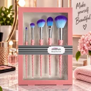 Kozmetikai sminkecset készlet 5 db-os – pink-kék – (724)