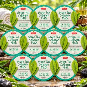 PureDerm Green Tea Fátyolmaszk Circle – 10 db