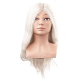 Teri babafej természetes hajjal, 40 cm, platina szőke (1216G)