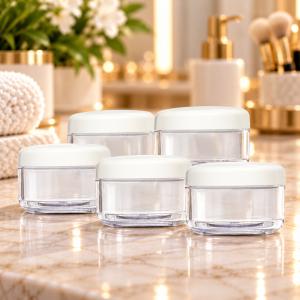 Víztiszta Műanyag Tégely Kozmetikumokhoz – 50 ml, 5 db/csomag