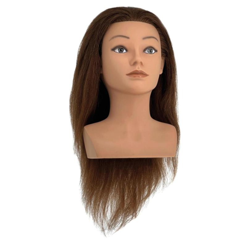 Vanessa babafej természetes hajjal, 35 cm, középbarna (1226)