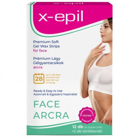 X-Epil Használatra kész prémium gélgyantacsíkok arcra – 12 db/csomag (XE9245)