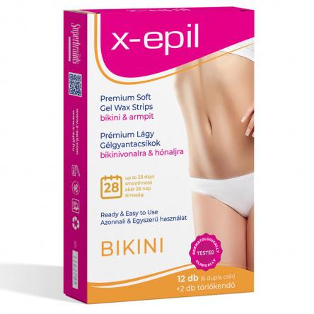 X-Epil Használatra kész prémium gélgyantacsíkok bikini-hónalj - 12db/csomag