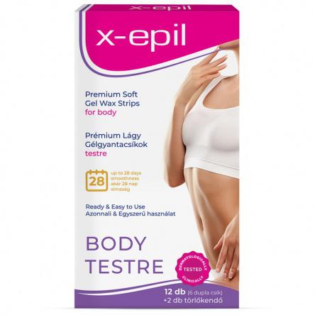 X-Epil Használatra kész prémium gélgyantacsíkok testre – 12 db/csomag (XE9246)
