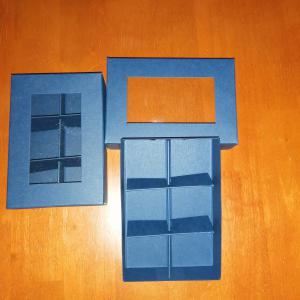 Bonbon doboz- 6 db, ablakos, kék színű