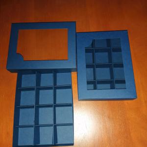 Bonbon doboz, ablakos - 12 db, kék színű