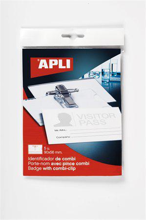 Névkitűző, csíptetővel, 90x56 mm, APLI (5db/csomag)