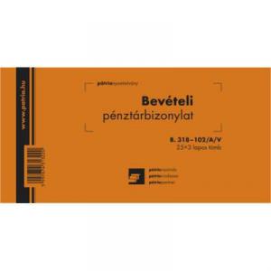 Bevételi pénztárbizonylat 25x3 -B.318-102/A/V- 40tömb/cs