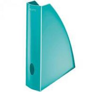 Iratpapucs, műanyag, 60 mm, elöl nyitott, LEITZ "Wow", jégkék