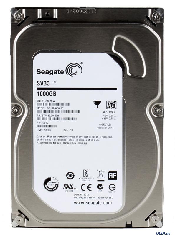 1.0 TB Seagate 64MB 7200 ST1000VX000 SV35 Series SATA3