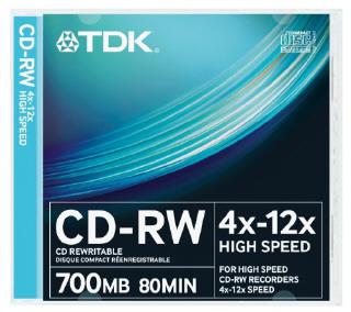 TDK írható CD-RW80 4-12X normál tokos