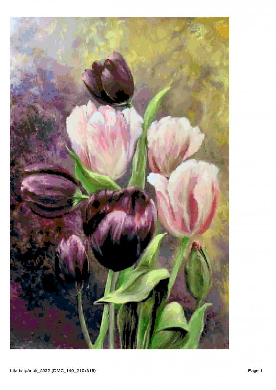 Lila tulipánok 5532 lreszámolható minta