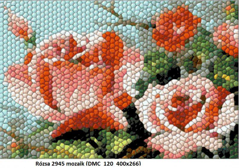 Rózsa 2945 mozaik (DMC_120_400x266) leszámolós minta