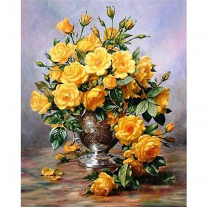 Sárga rózsa teljes keresztszemes 11CT előnyomott leszámolós készlet
