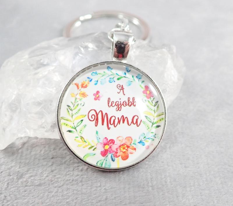A legjobb mama kulcstartó, üveglencsés