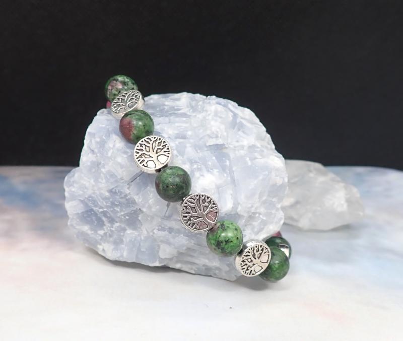 Achát karkötő életfás gyöngyökkel