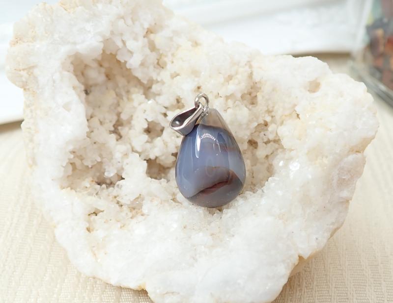 Achát medál, csepp, nyaklánccal 2