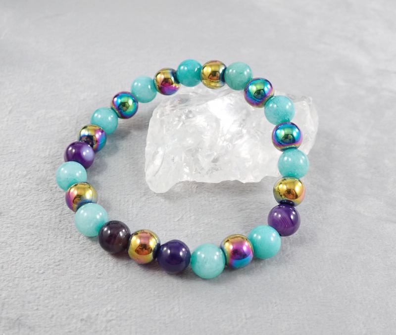 Achátok és hematit karkötő 1