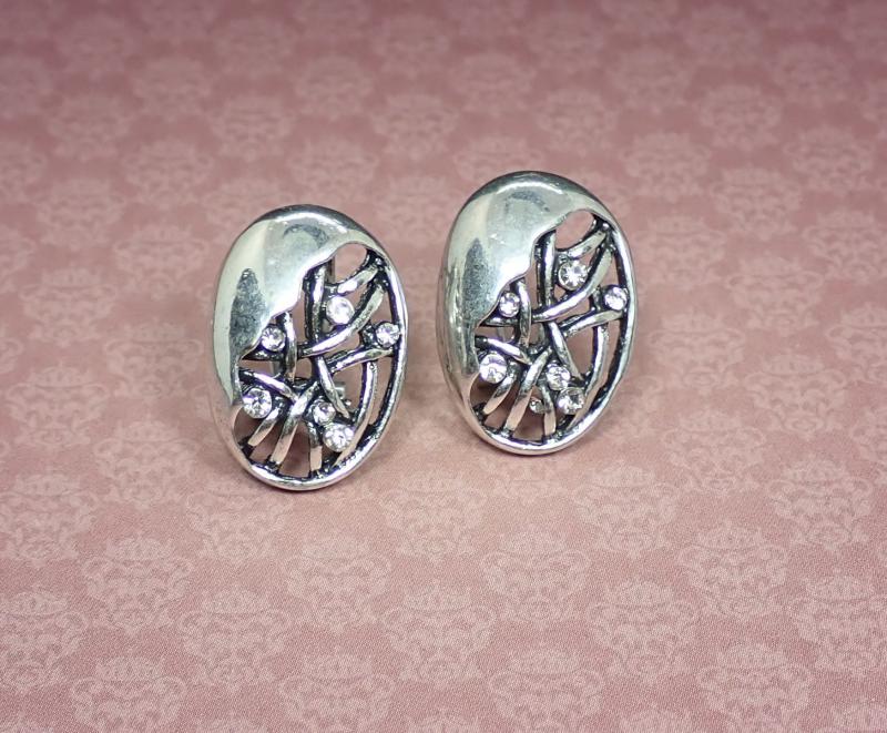 Ágas mintás ovális fülbevaló