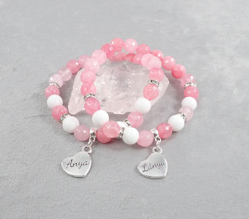 Anya-lánya karkötők, rózsaszín jáde