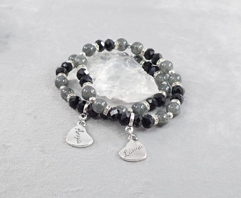 Anya-lánya karkötők, szürke-fekete