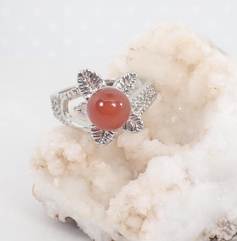 Ásvány gyűrű, leveles, karneol