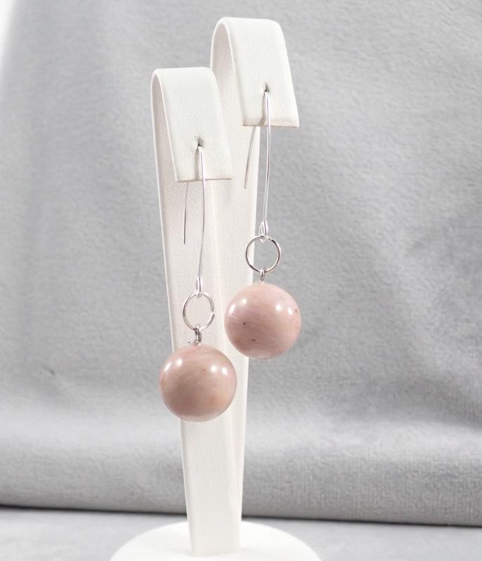 Ásványgömb ezüstszín száron, rodonit