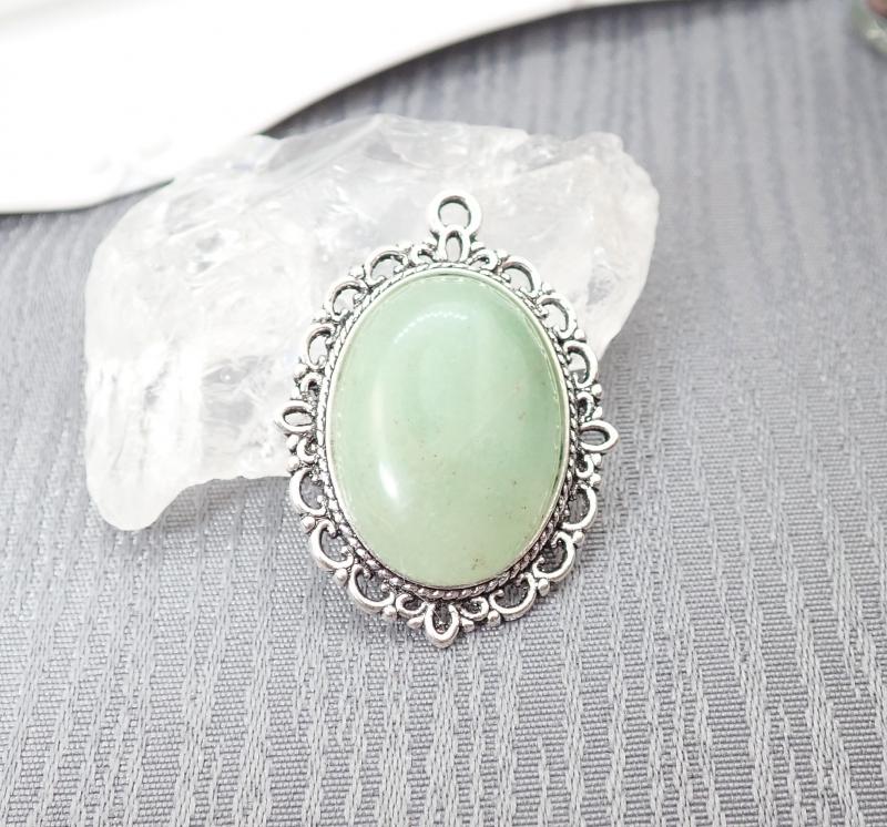 Aventurin medál antikolt keretben