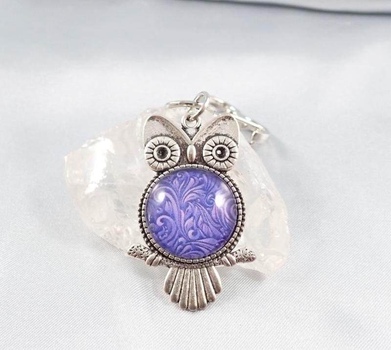 Bagoly talizmán kulcstartó – Lila örvény