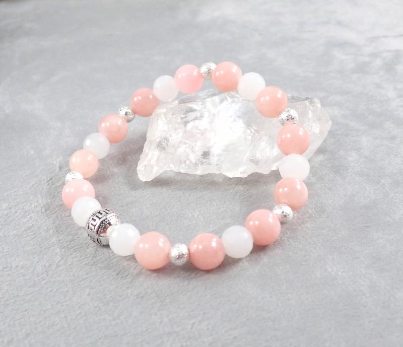 Barack és fehér jáde karkötő