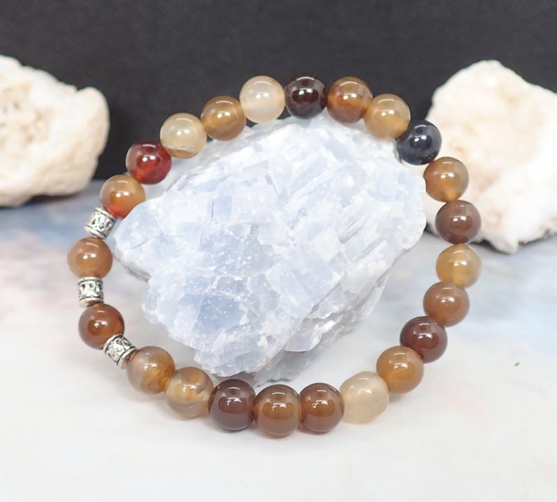 Barna árnyalatos achát karkötő (XL)