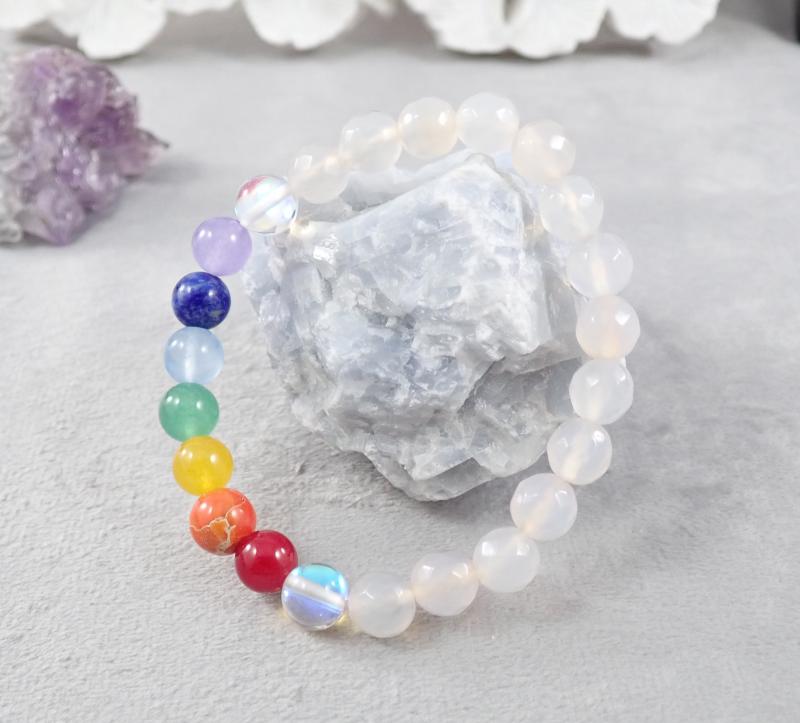 Csakra karkötő, fehér